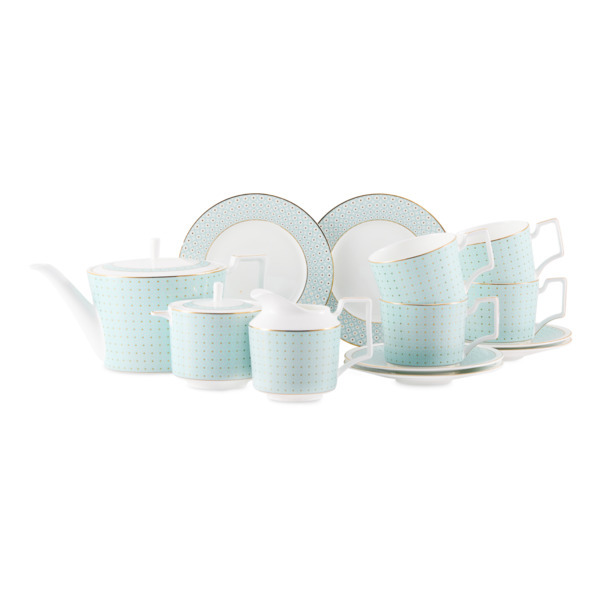 Чайный сервиз из костяного фарфора на 6 персон, 21 предмет, белый